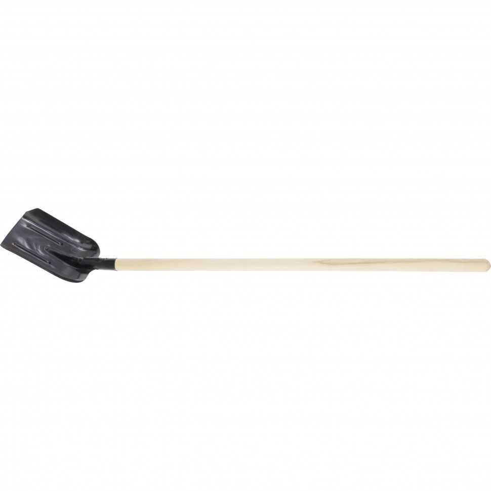 Лопата совковая, 230 х 280 х 1400 мм, ребра жесткости, деревянный черенок, Россия Лопаты с деревянным черенком фото, изображение