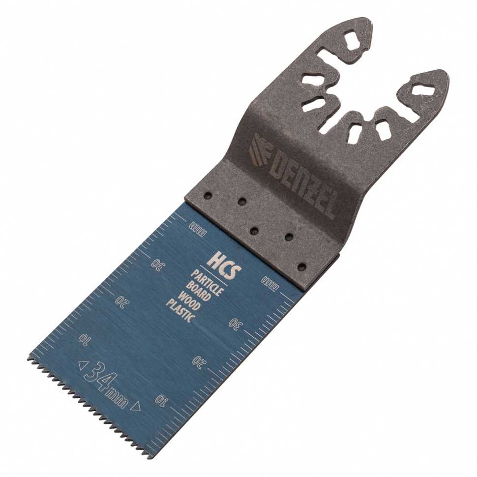 Насадка для МФИ режущая пазовая прямая, HCS, по дереву, 34 х 1.4 мм, мелкий зуб Denzel Насадки для многофункционального инструмента (МФИ) фото, изображение