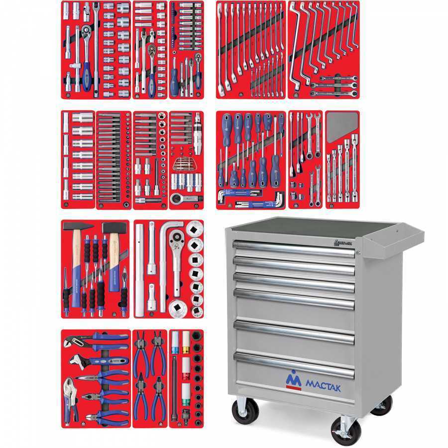 Набор инструментов "ЭКСПЕРТ" в серой тележке, 323 предмета МАСТАК 52-06323G Готовые решения в тележках МАСТАК фото, изображение