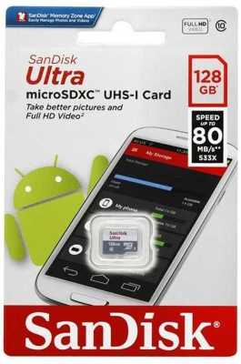 Карта памяти SanDisk Ultra microSDXC Class 10 UHS-I 80MB/s 128GB HDD диски, SD карты фото, изображение